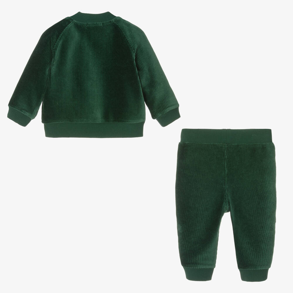 Ralph Lauren-Baby Boys Green Velour Tracksuit | Childrensalon