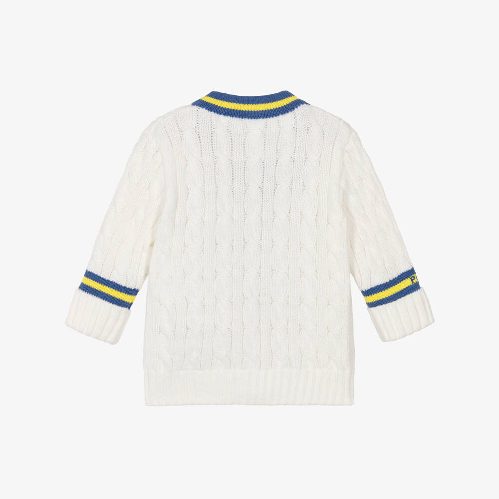 Ralph Lauren-كارديغان قطن محبوك لون عاجي للأولاد الرضع | Childrensalon