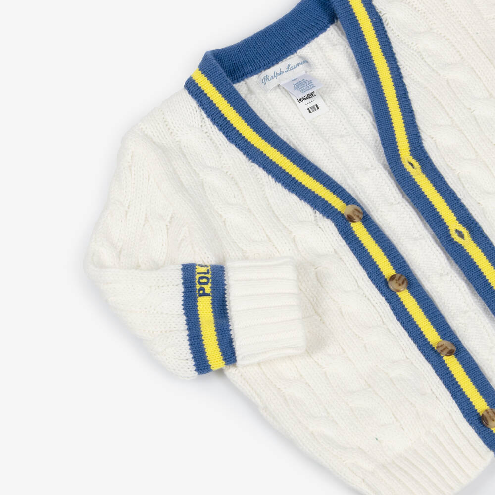 Ralph Lauren-كارديغان قطن محبوك لون عاجي للأولاد الرضع | Childrensalon