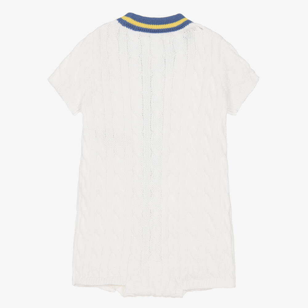 Ralph Lauren-Baby Boys Ivory Cotton Cable Knit Shortie | Childrensalon