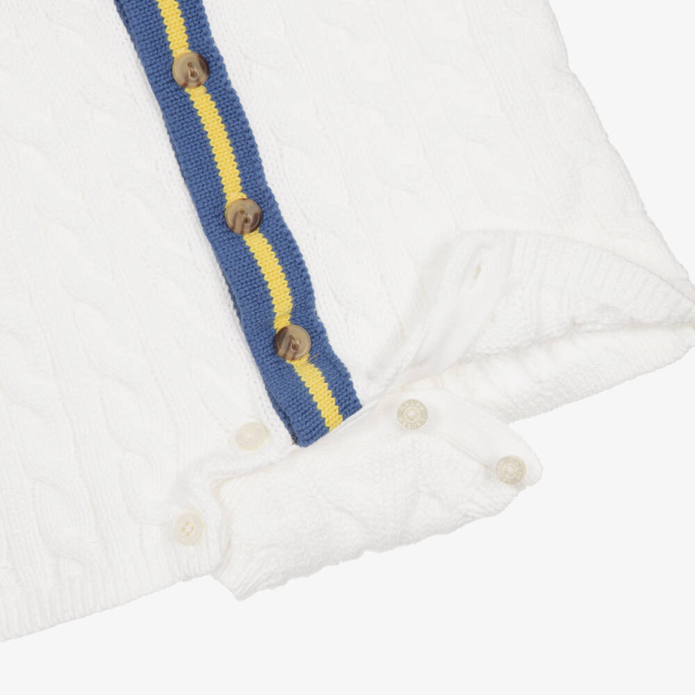 Ralph Lauren-Baby Boys Ivory Cotton Cable Knit Shortie | Childrensalon