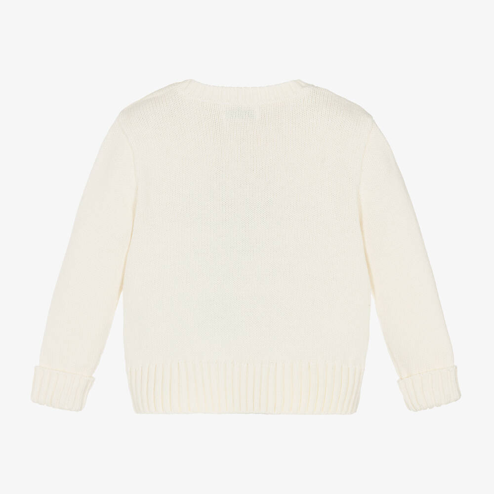Ralph Lauren-Кремовый свитер из хлопка с медвежонком Polo для малышей | Childrensalon