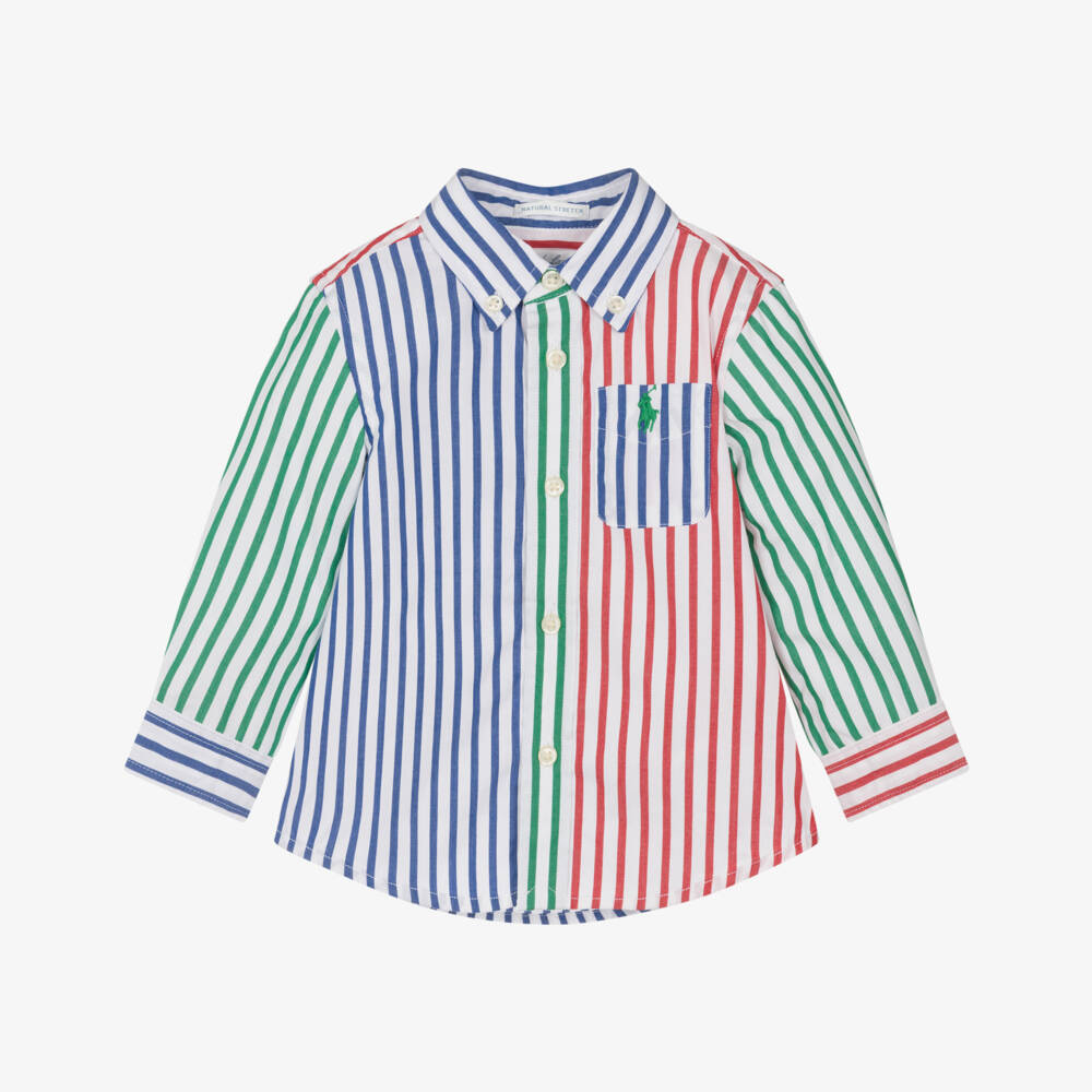 Ralph Lauren-Baby Boys Multicoloured Stripe Cotton Shirt | Childrensalon