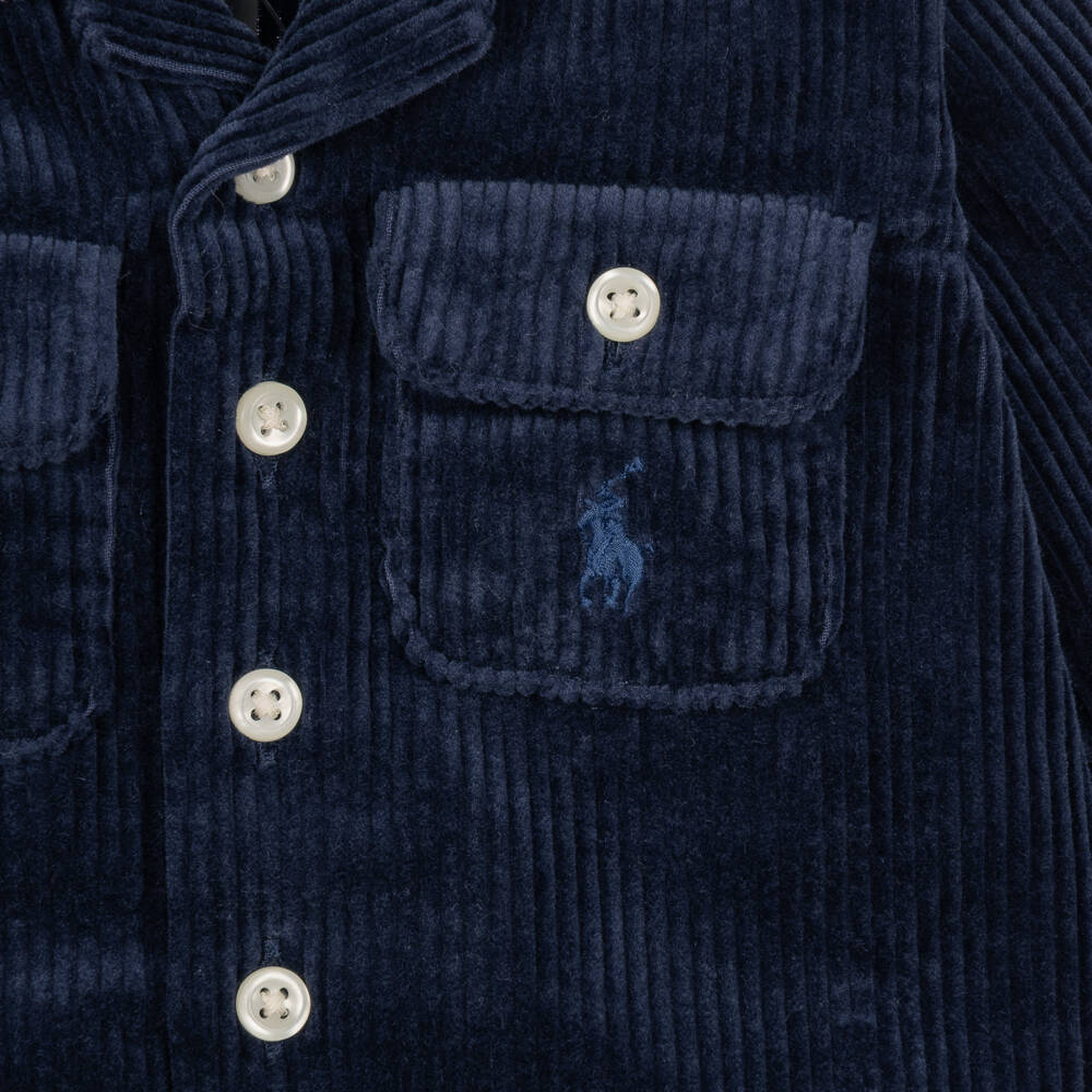 Ralph Lauren-Baby Boys Navy Blue Corduroy Trouser Set | Childrensalon