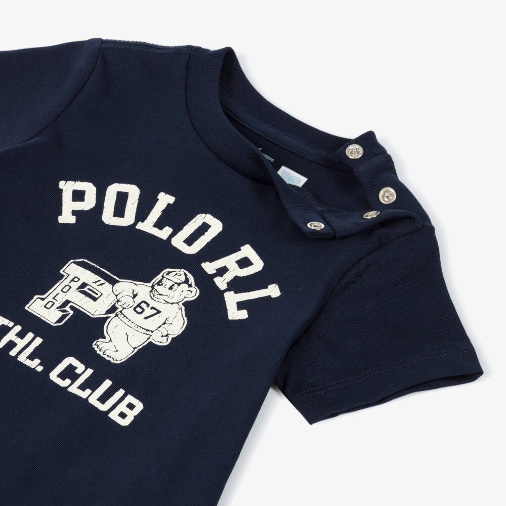 Ralph Lauren-Футболка из хлопка синяя для малышей | Childrensalon