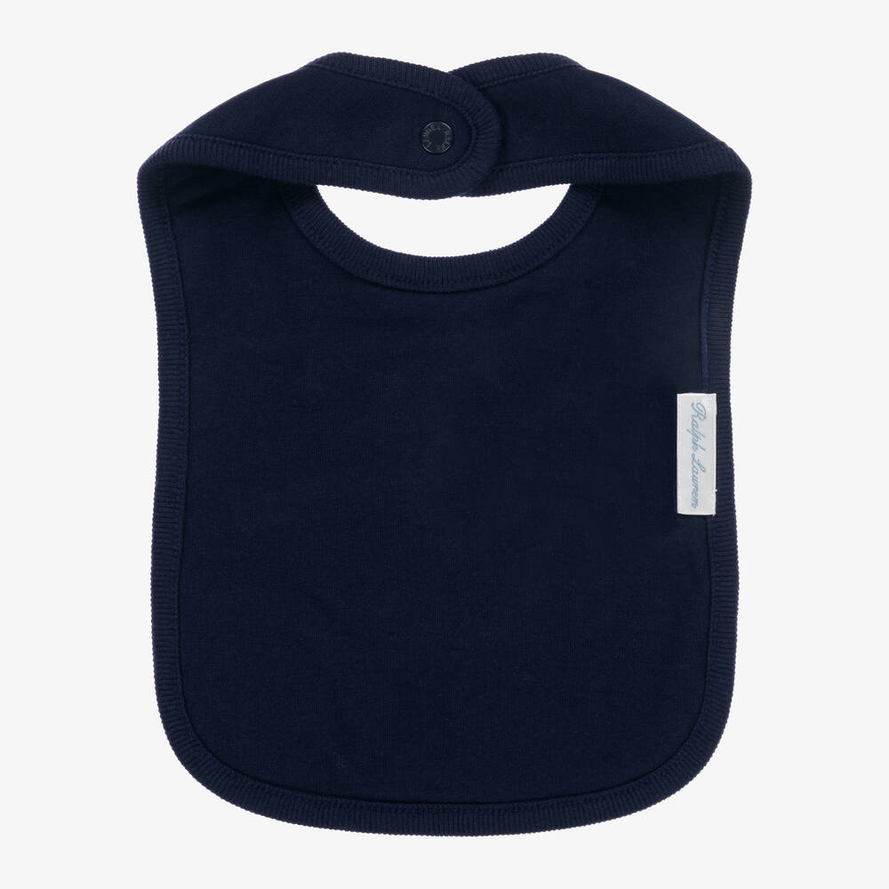 Ralph Lauren-مريلة قطن لون كحلي للمواليد | Childrensalon