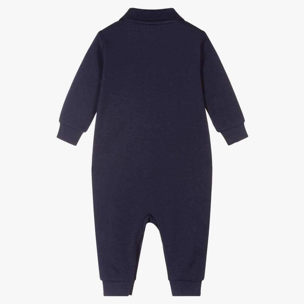 Ralph Lauren-Baby Boys Navy Blue Cotton Pony Romper | Childrensalon