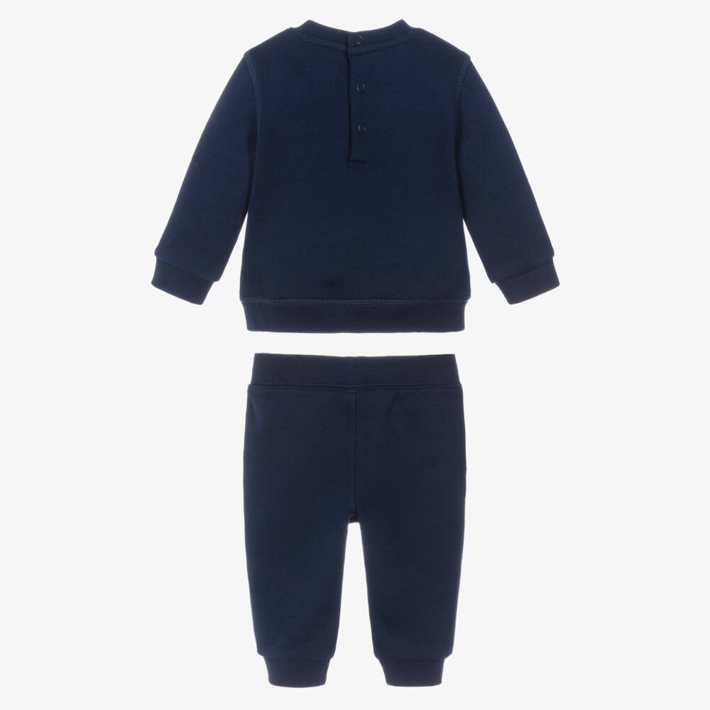 Ralph Lauren-Baby Boys Navy Blue Cotton Tracksuit with Triple Pony Logo | Childrensalon