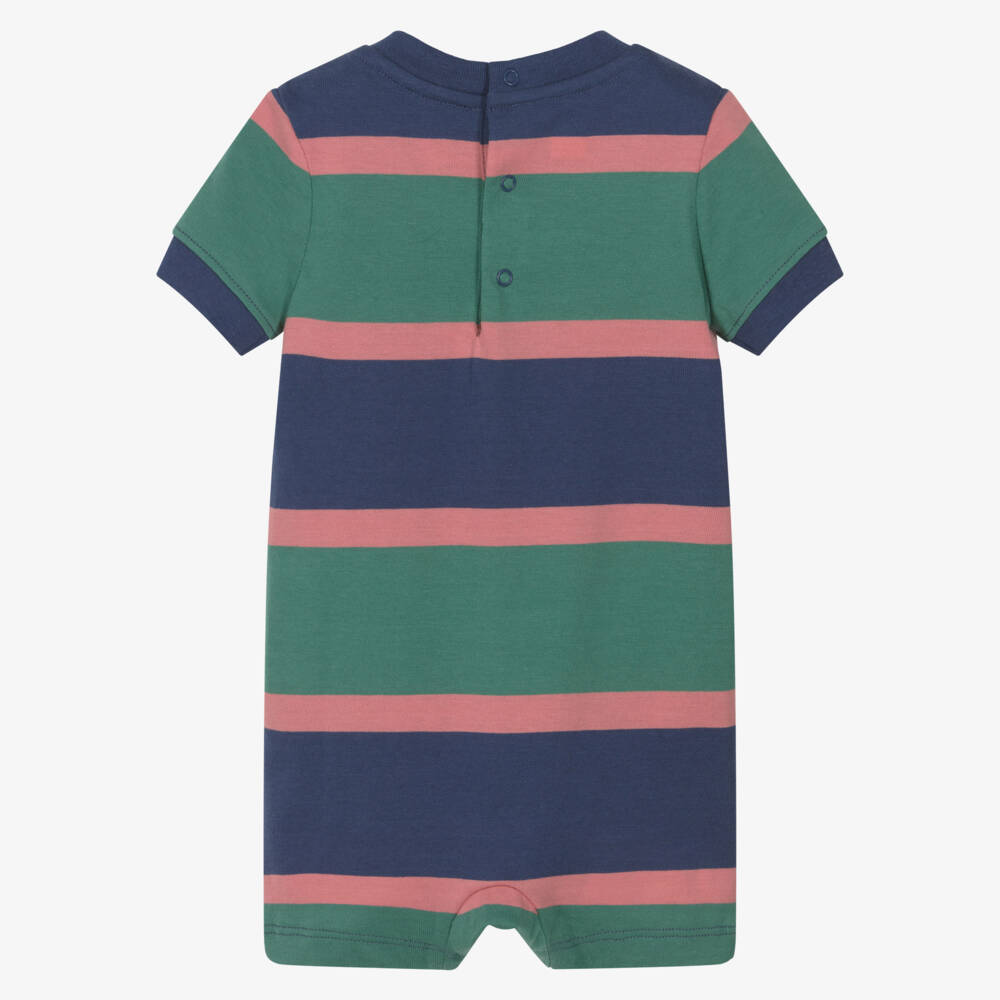 Ralph Lauren-Baby Boys Navy Blue & Green Stripe Cotton Jersey Shortie | Childrensalon