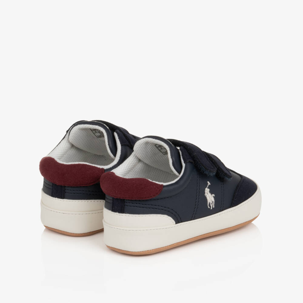 Ralph Lauren-Baby Boys Navy Blue Hollis Pre-Walker Trainers | Childrensalon