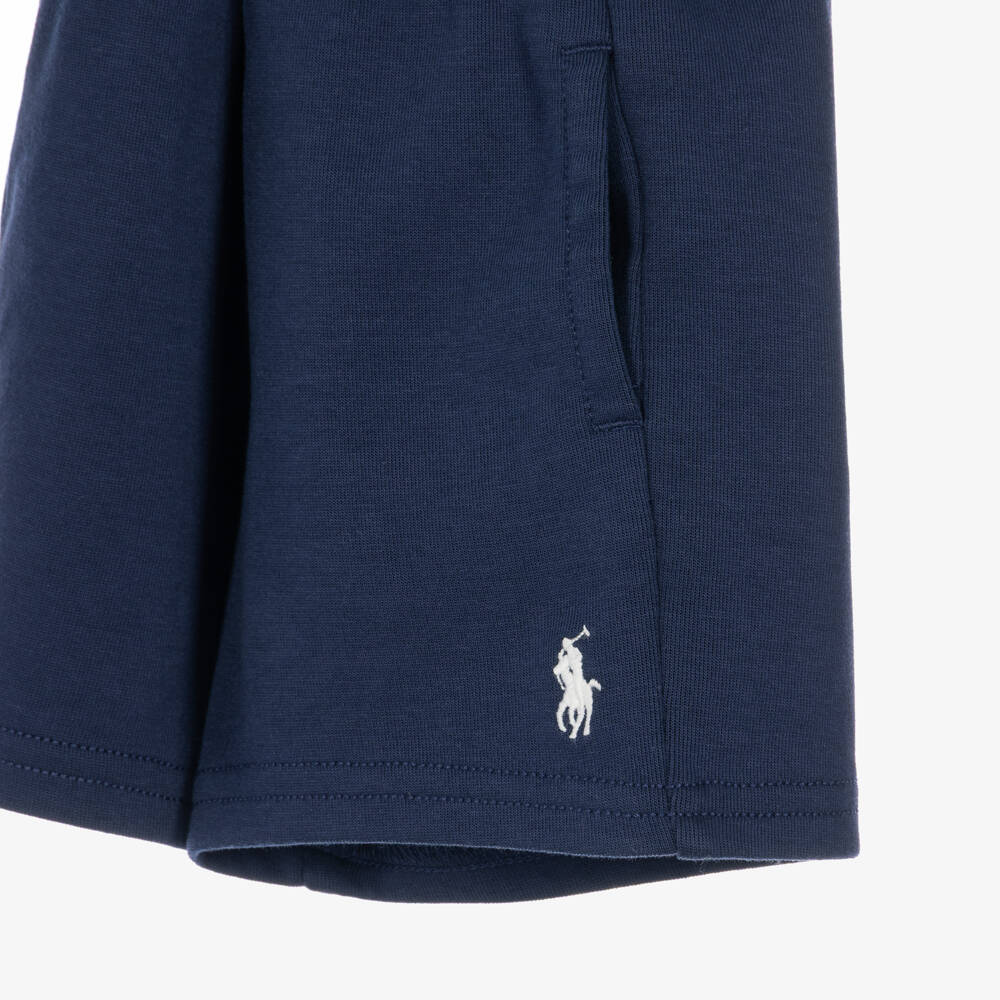 Ralph Lauren-Baby Boys Navy Blue Jersey Shorts with Pony Logo | Childrensalon