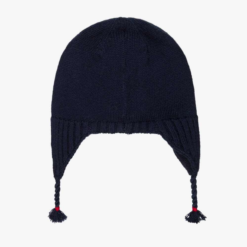 Ralph Lauren-قبعة محبوكة بشعار دب بولو لون كحلي للأولاد الرضع | Childrensalon