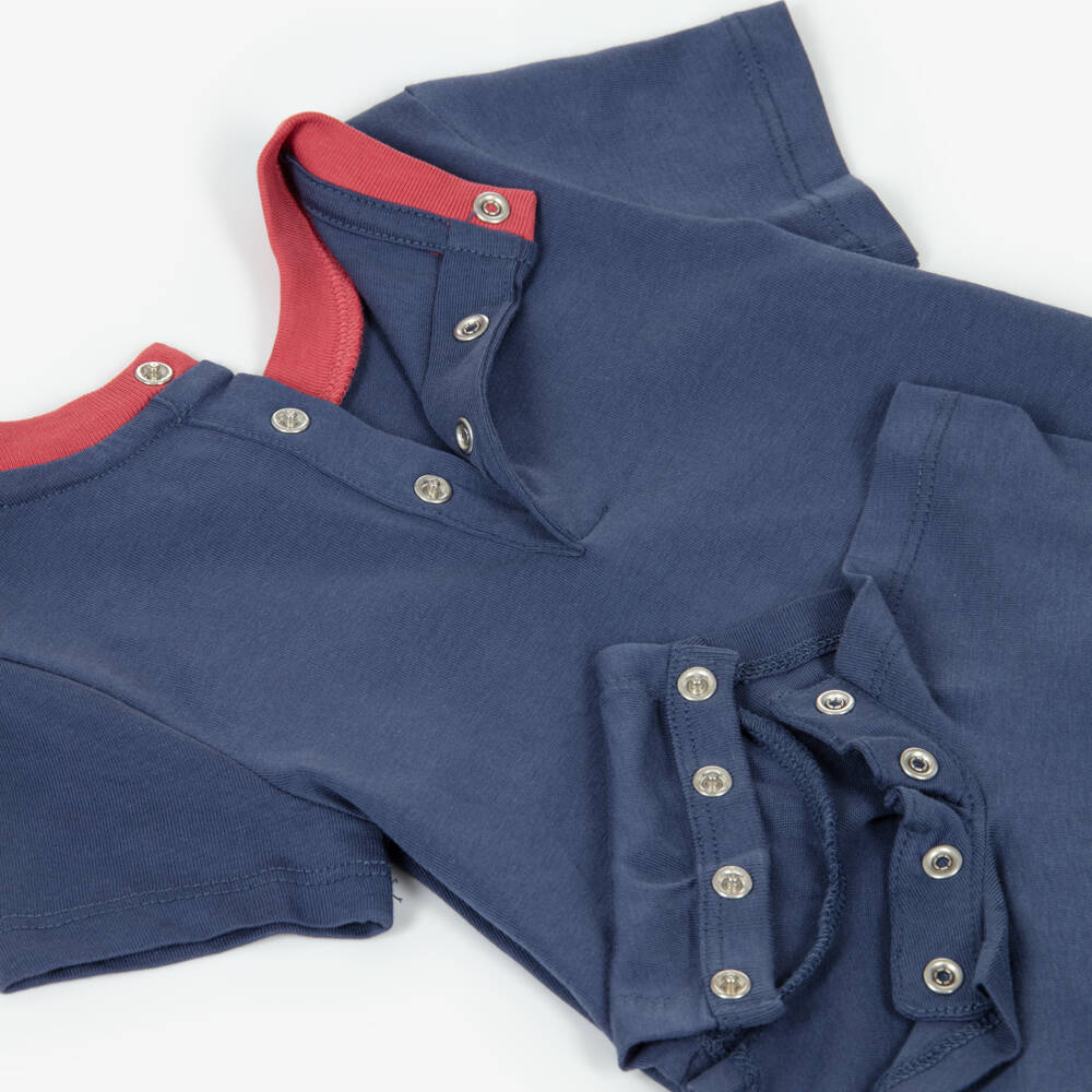 Ralph Lauren-Baby Boys Navy Blue Nautical Polo Bear Cotton Shortie | Childrensalon