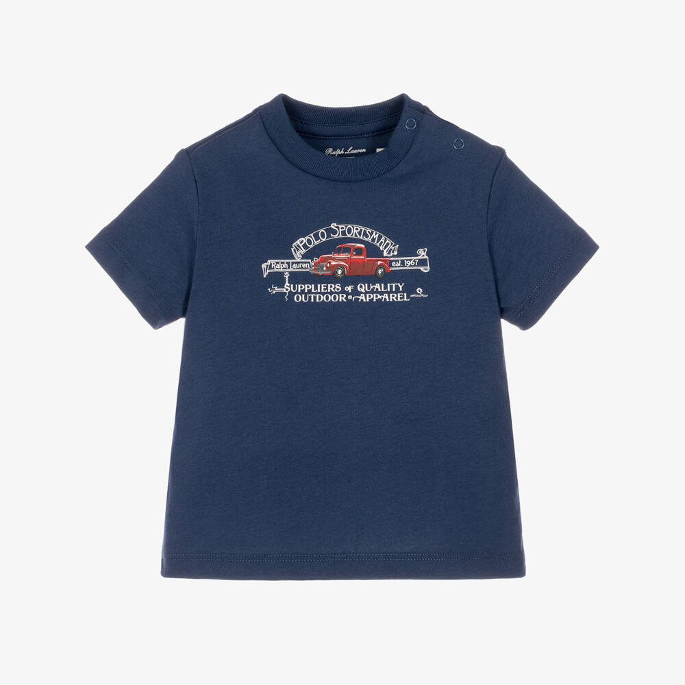 Ralph Lauren-Baby Boys Navy Blue Polo Sportsman T-Shirt | Childrensalon