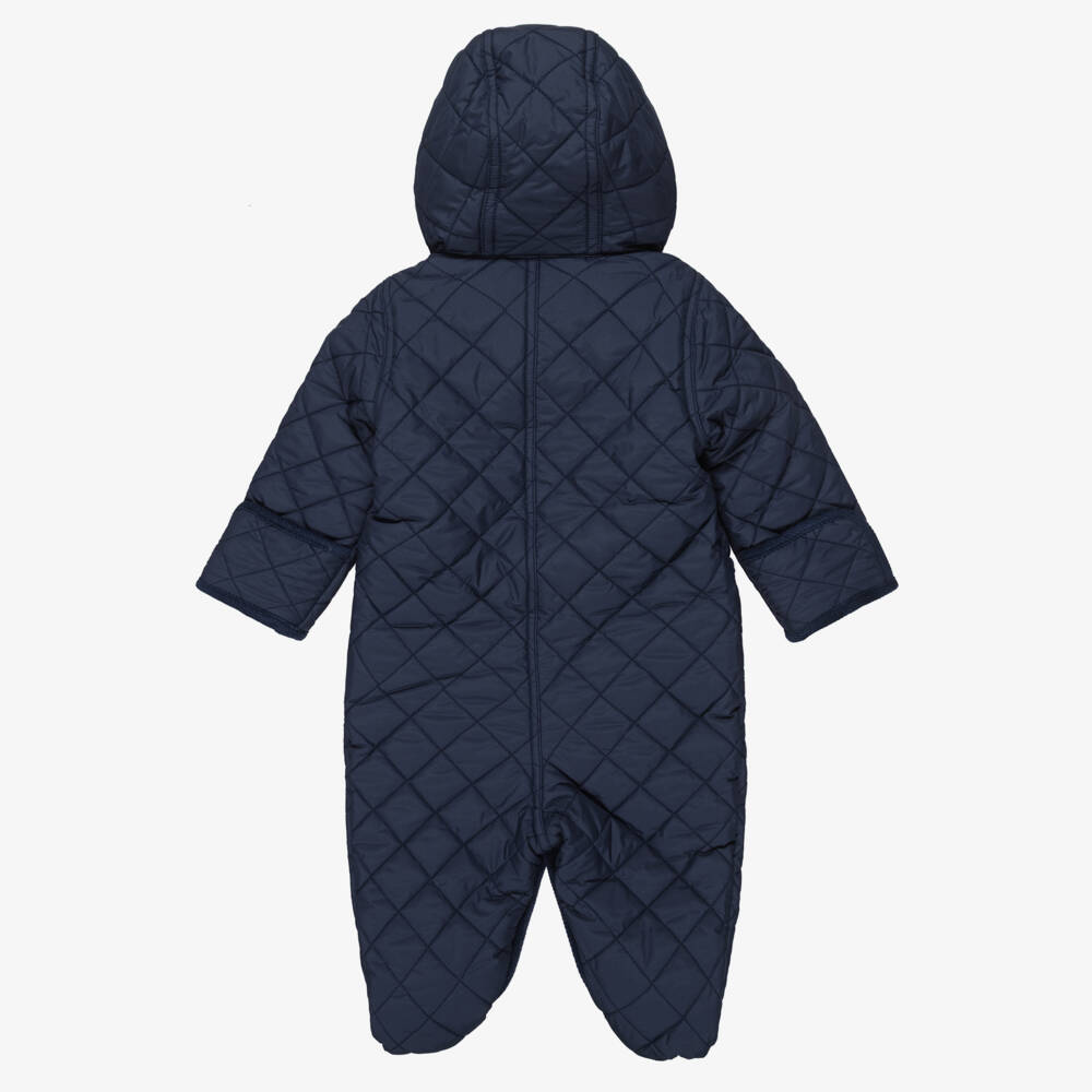 Ralph Lauren-Baby Boys Navy Blue Quilted Pramsuit | Childrensalon