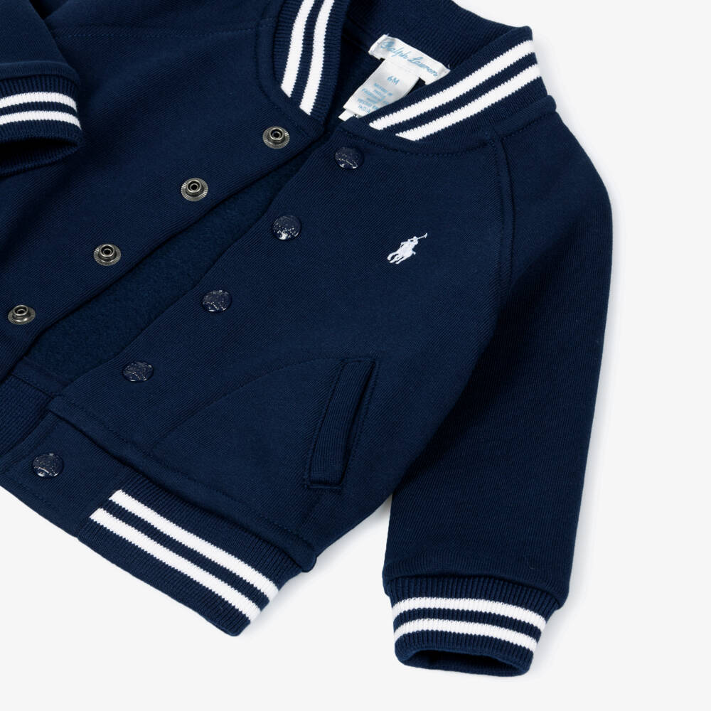 Ralph Lauren-Baby Boys Navy Blue Tracksuit with White Striped Trim | Childrensalon