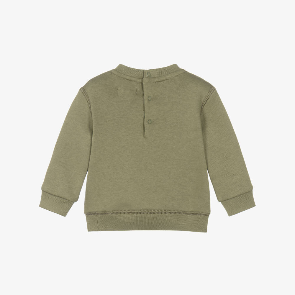 Ralph Lauren-Baby Boys Olive Green Polo Bear Sweatshirt | Childrensalon