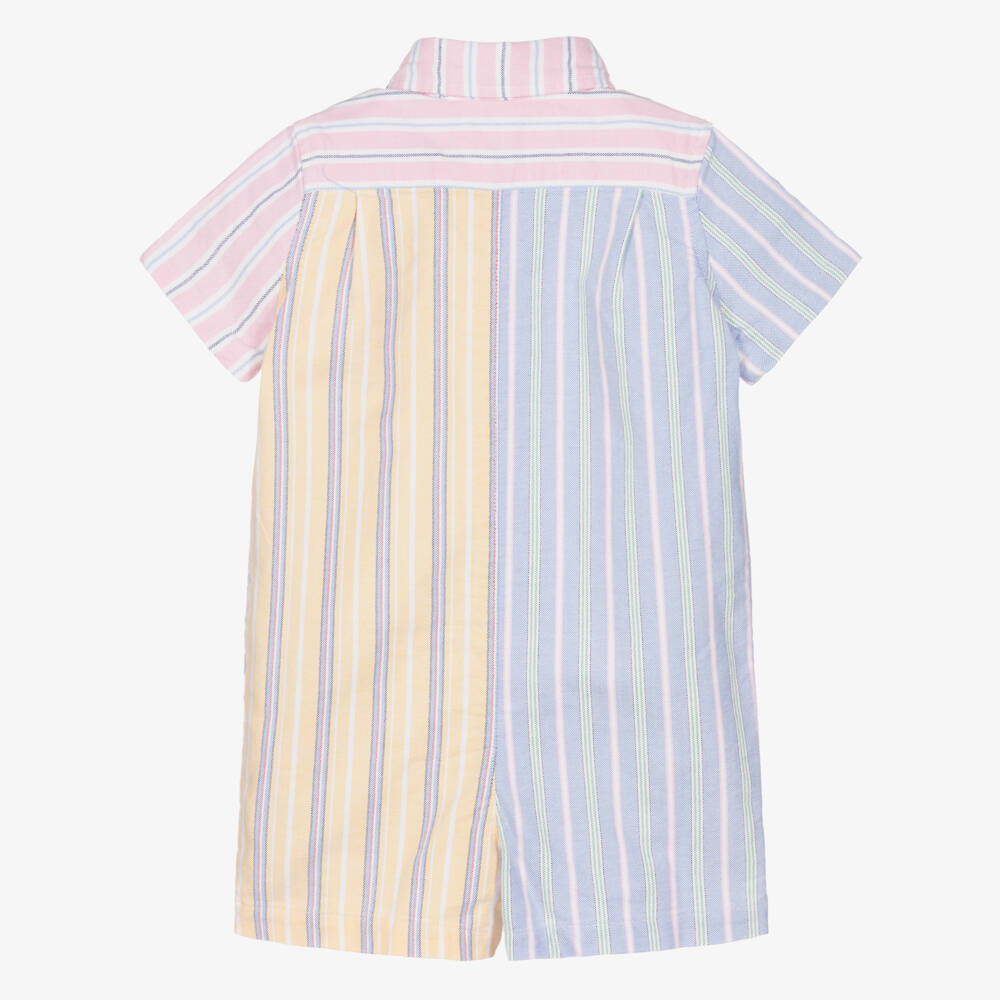 Ralph Lauren-Baby Boys Pastel Stripe Colourblock Cotton Shortie | Childrensalon