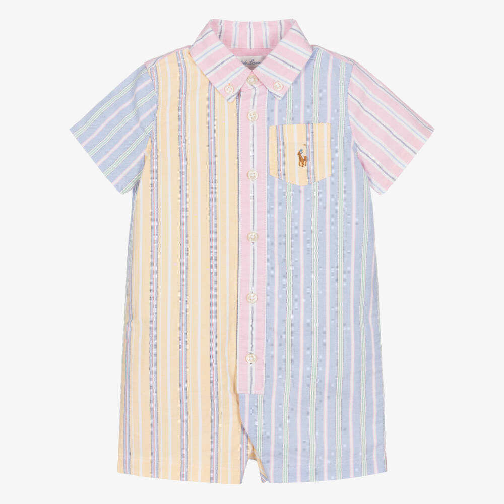 Ralph Lauren-Baby Boys Pastel Stripe Colourblock Cotton Shortie | Childrensalon