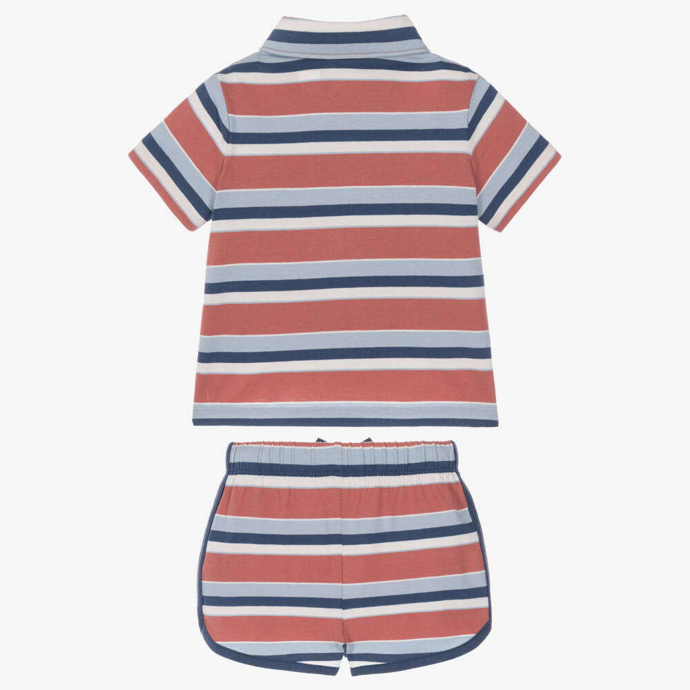Ralph Lauren-Baby Boys Red & Blue Striped Cotton Shorts Set | Childrensalon