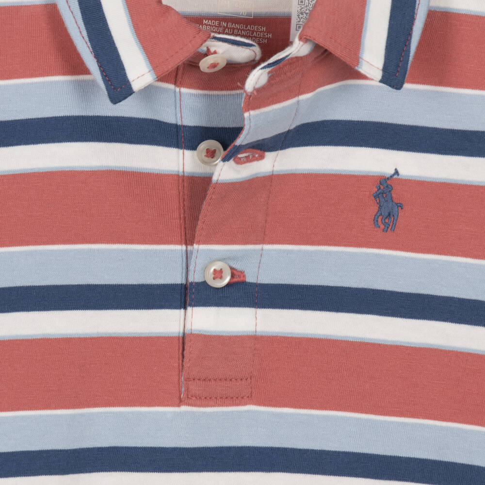 Ralph Lauren-Baby Boys Red & Blue Striped Cotton Shorts Set | Childrensalon