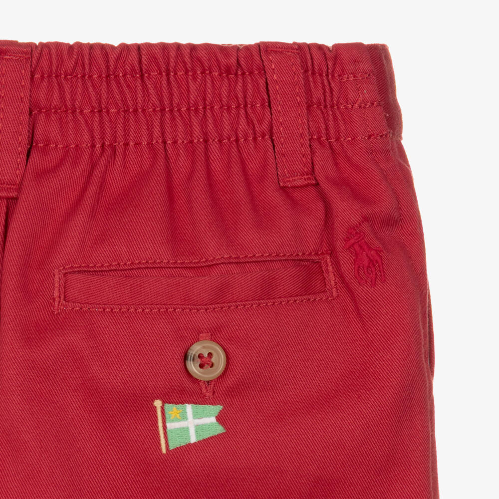 Ralph Lauren-Baby Boys Red Cotton Shorts Set with Embroidered Polo Bear | Childrensalon