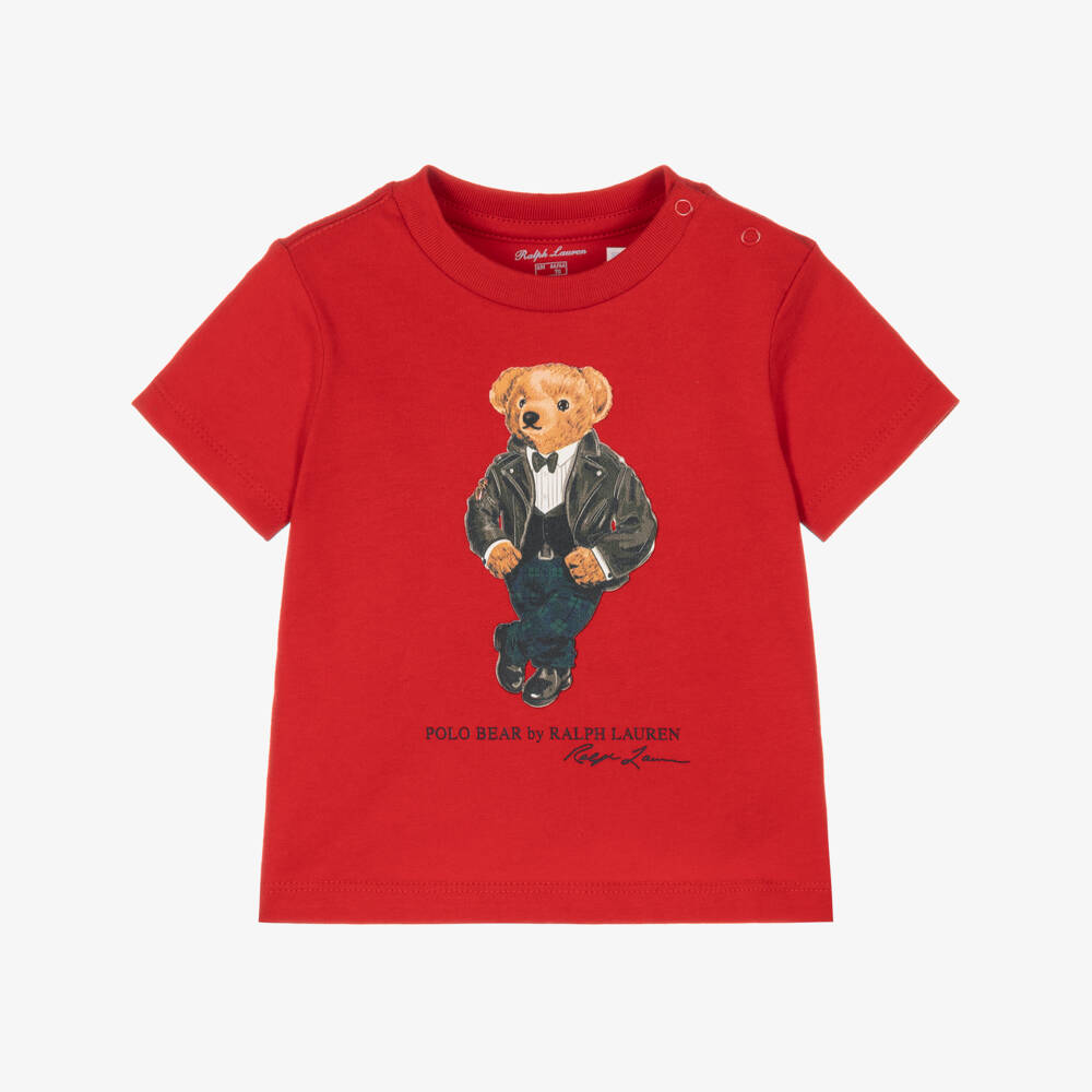 Ralph Lauren-Baby Boys Red Polo Bear T-Shirt in Cotton Jersey | Childrensalon