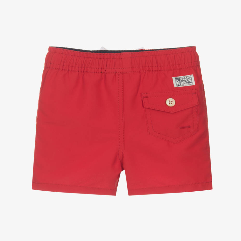 Ralph Lauren-Baby Boys Red Swim Shorts | Childrensalon
