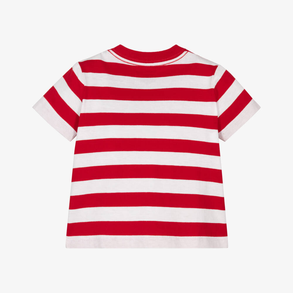 Ralph Lauren-Baby Boys Red & White Stripe Cotton T-Shirt | Childrensalon