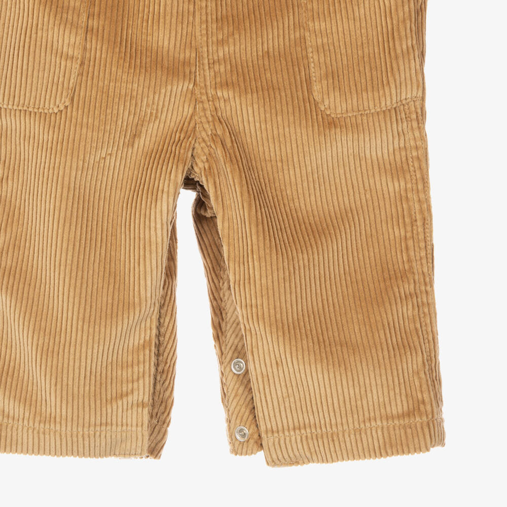 Ralph Lauren-Baby Boys Sand Beige Corduroy Dungaree Set | Childrensalon