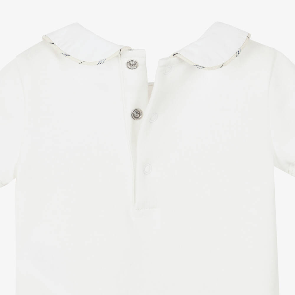 Ralph Lauren-Baby Boys Striped Beige Dungaree Set | Childrensalon