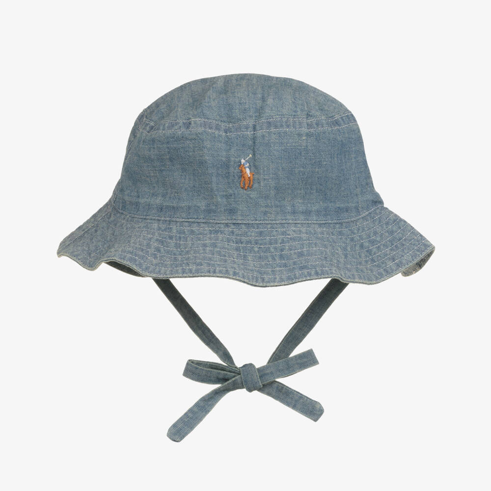 Ralph Lauren-Baby Boys Washed Blue Denim Bucket Hat | Childrensalon