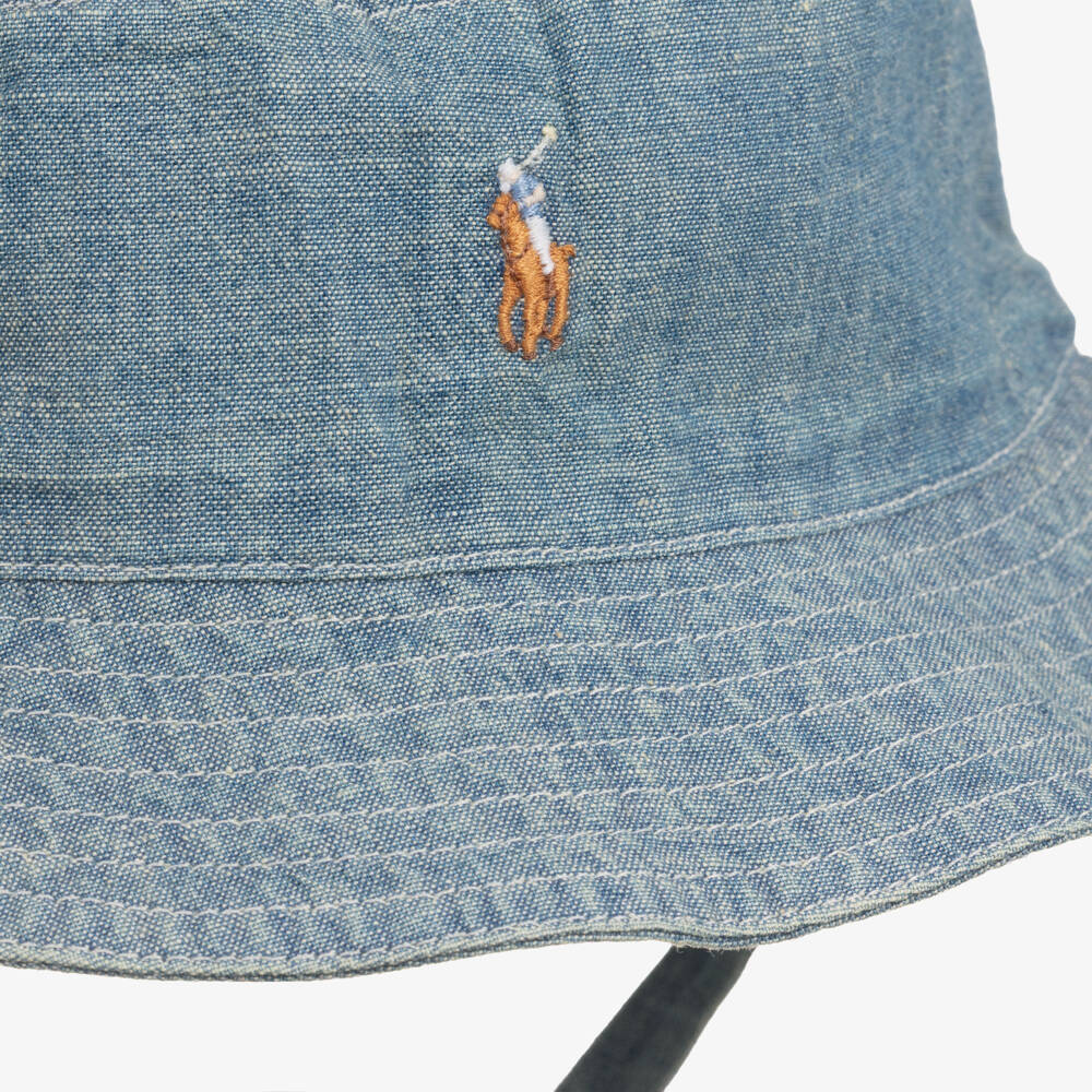 Ralph Lauren-قبعة باكيت دنيم لون أزرق للأولاد الرضع | Childrensalon