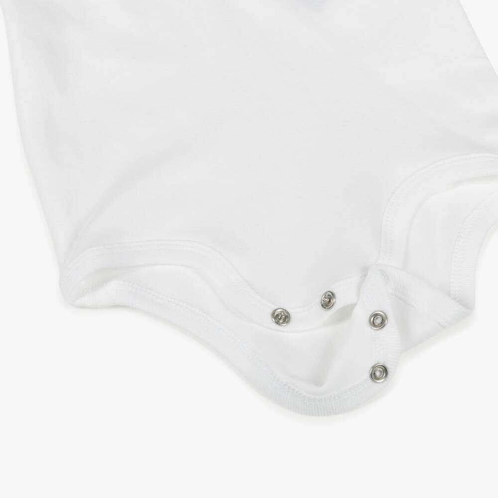 Ralph Lauren-Baby Boys White Cotton Bodysuit With Collar | Childrensalon