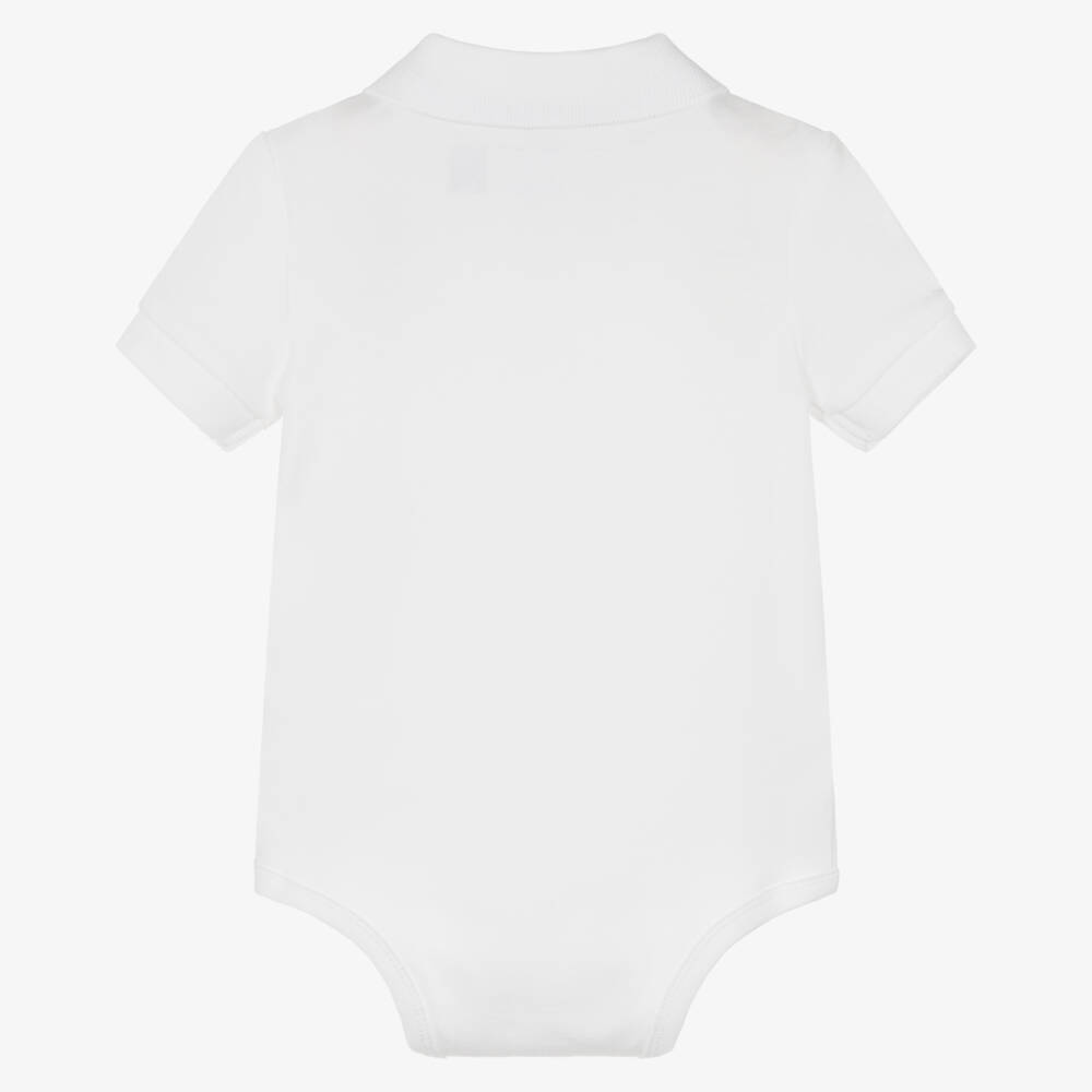 Ralph Lauren-Baby Boys White Cotton Bodysuit With Collar | Childrensalon