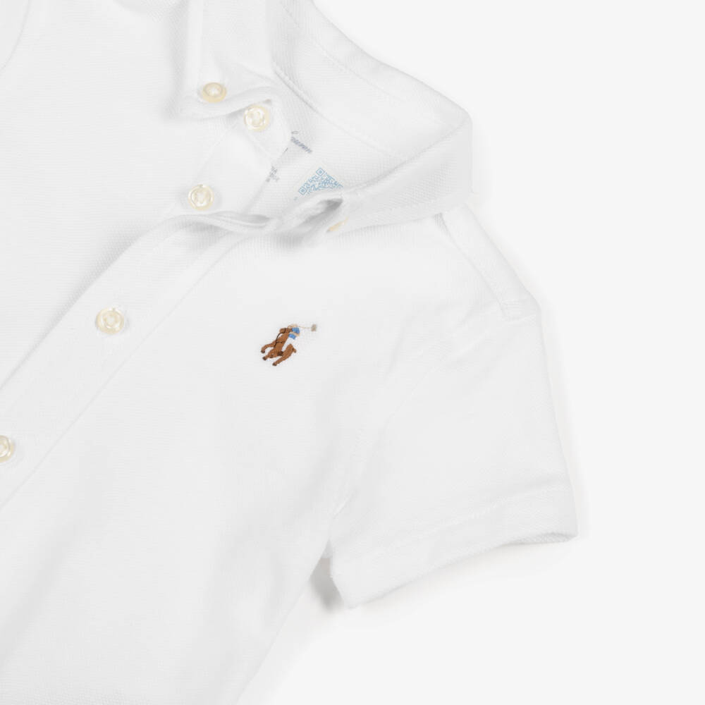 Ralph Lauren-Baby Boys White & Green Striped Cotton Shorts Set | Childrensalon