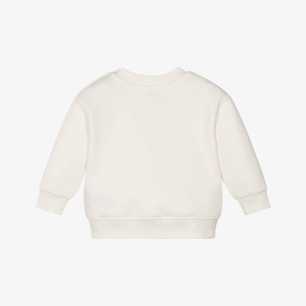 Ralph Lauren-Baby Boys White Jersey Sweatshirt with Polo Bear Motif | Childrensalon