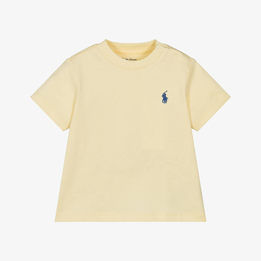 Ralph Lauren-Baby Boys Yellow Cotton Short-Sleeved T-Shirt | Childrensalon
