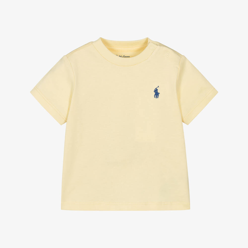 Ralph Lauren-Baby Boys Yellow Cotton Short-Sleeved T-Shirt | Childrensalon