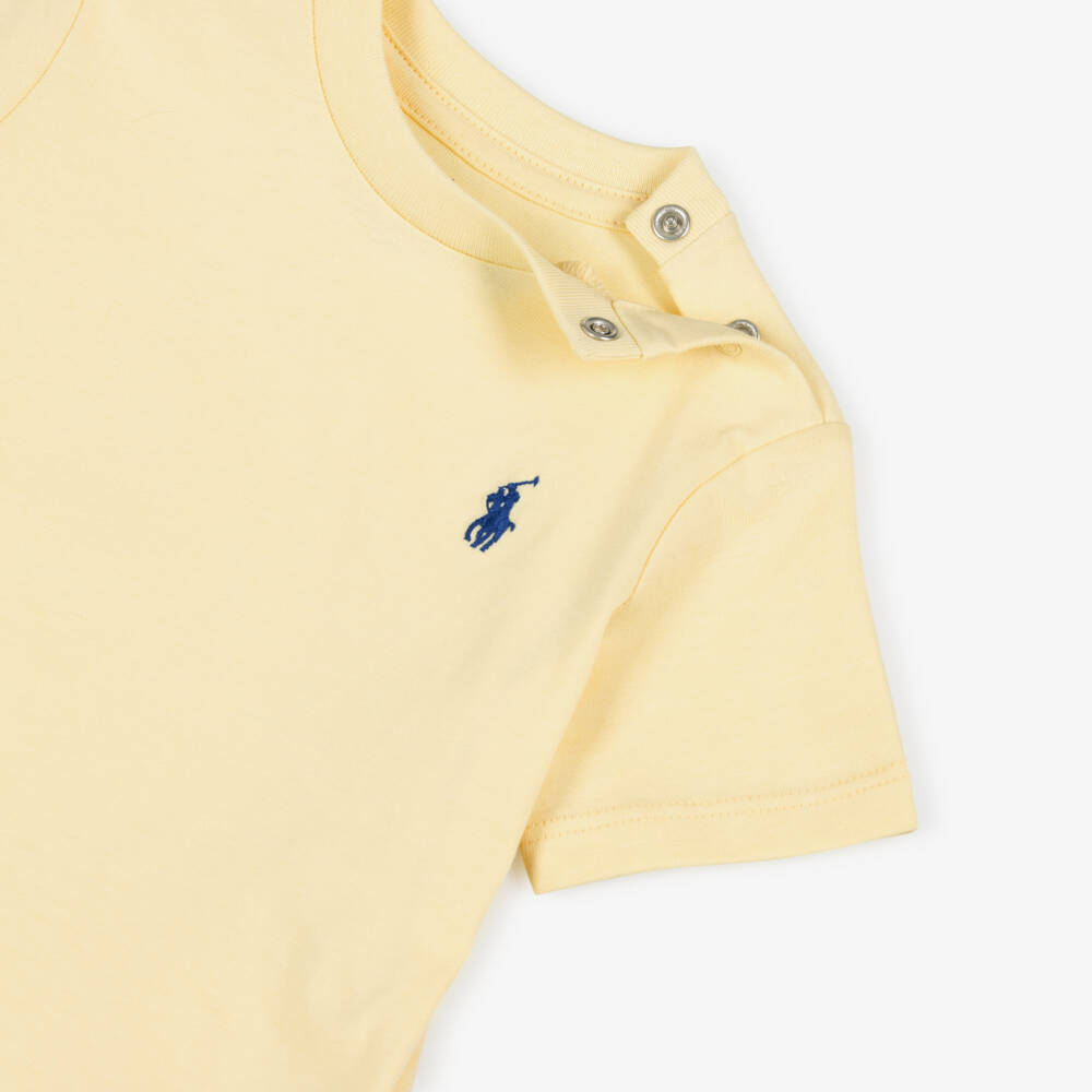 Ralph Lauren-Baby Boys Yellow Cotton Short-Sleeved T-Shirt | Childrensalon