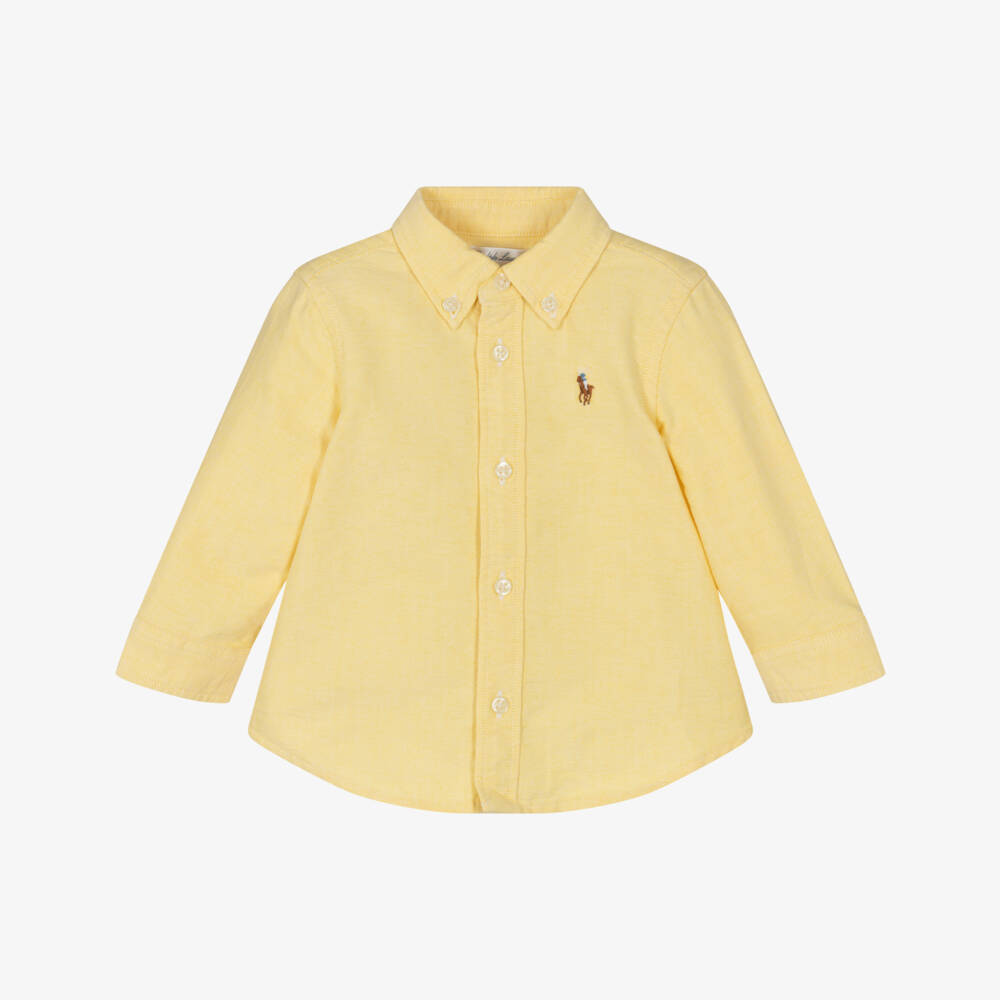 Ralph Lauren-Baby Boys Yellow Oxford Cotton Long Sleeved Shirt | Childrensalon