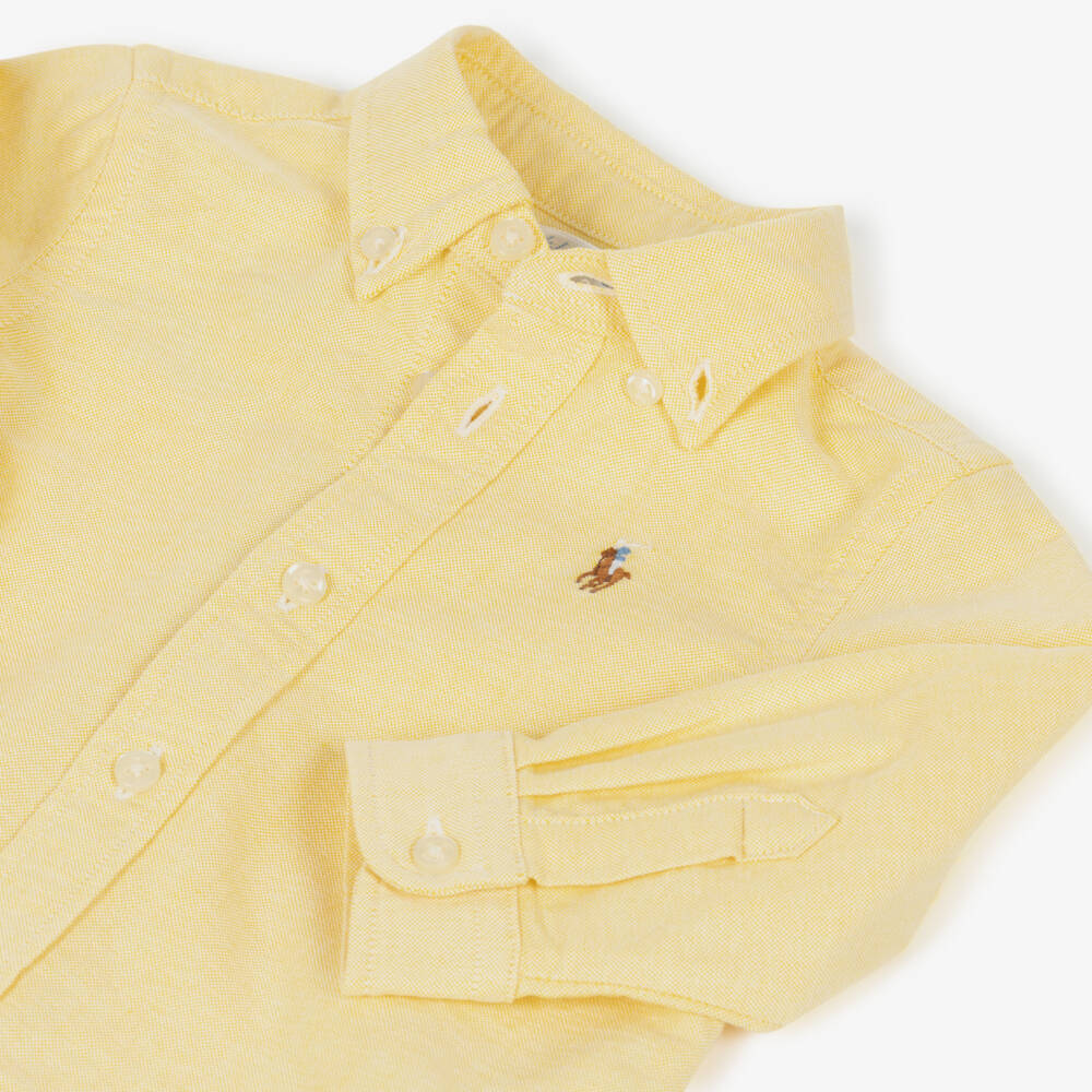 Ralph Lauren-Рубашка с длинными рукавами желтая из оксфордского хлопка для малышей | Childrensalon