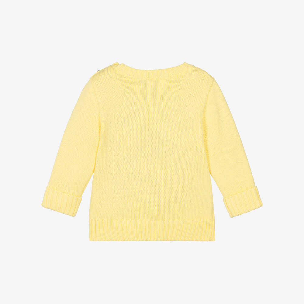 Ralph Lauren-Baby Boys Yellow Surfing Polo Bear Cotton Sweater | Childrensalon