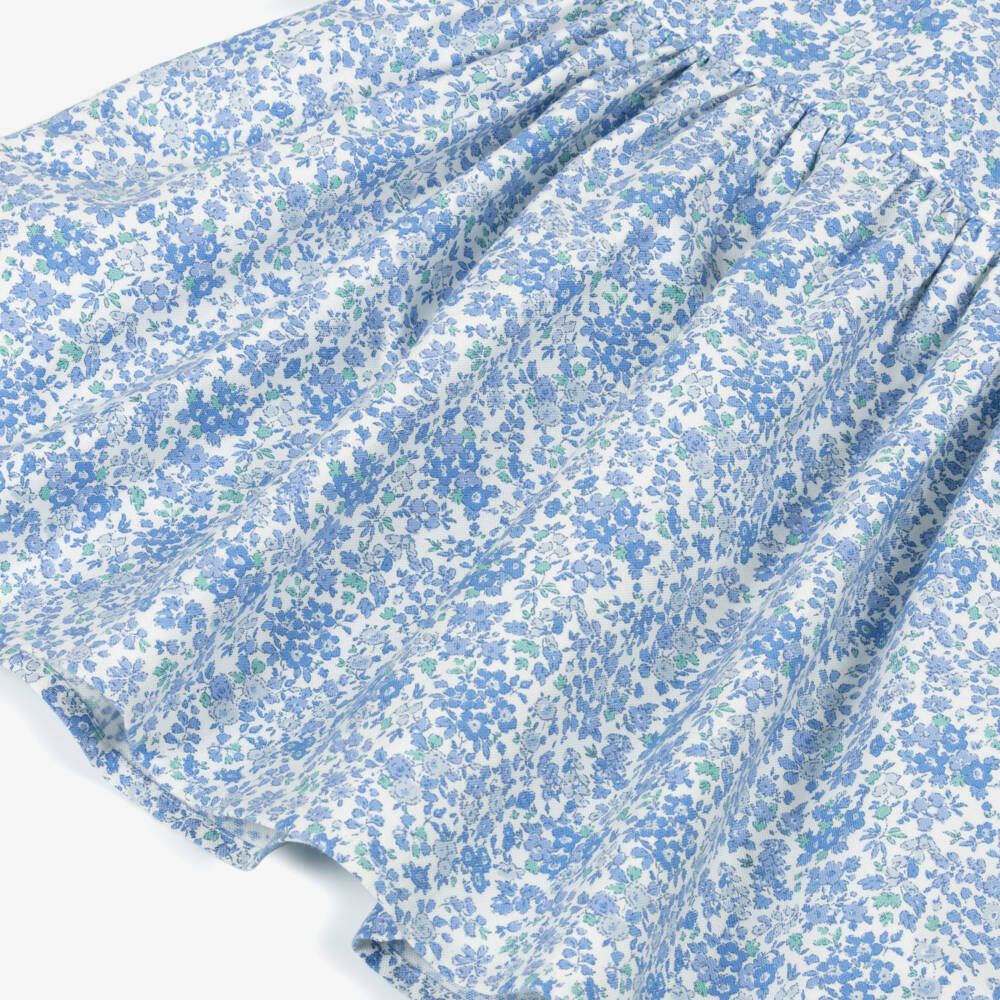 Ralph Lauren-Baby Girls Blue Floral Cotton Shirt Dress | Childrensalon