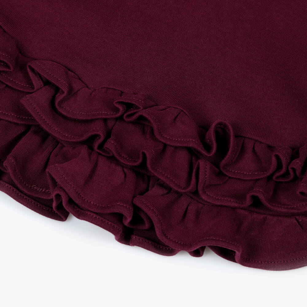 Ralph Lauren-Платье поло бордовое хлопковое с оборками для малышек | Childrensalon