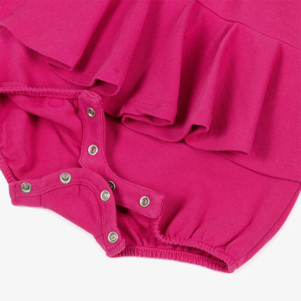 Ralph Lauren-Baby Girls Fuchsia Pink Cotton Piqué Shortie | Childrensalon