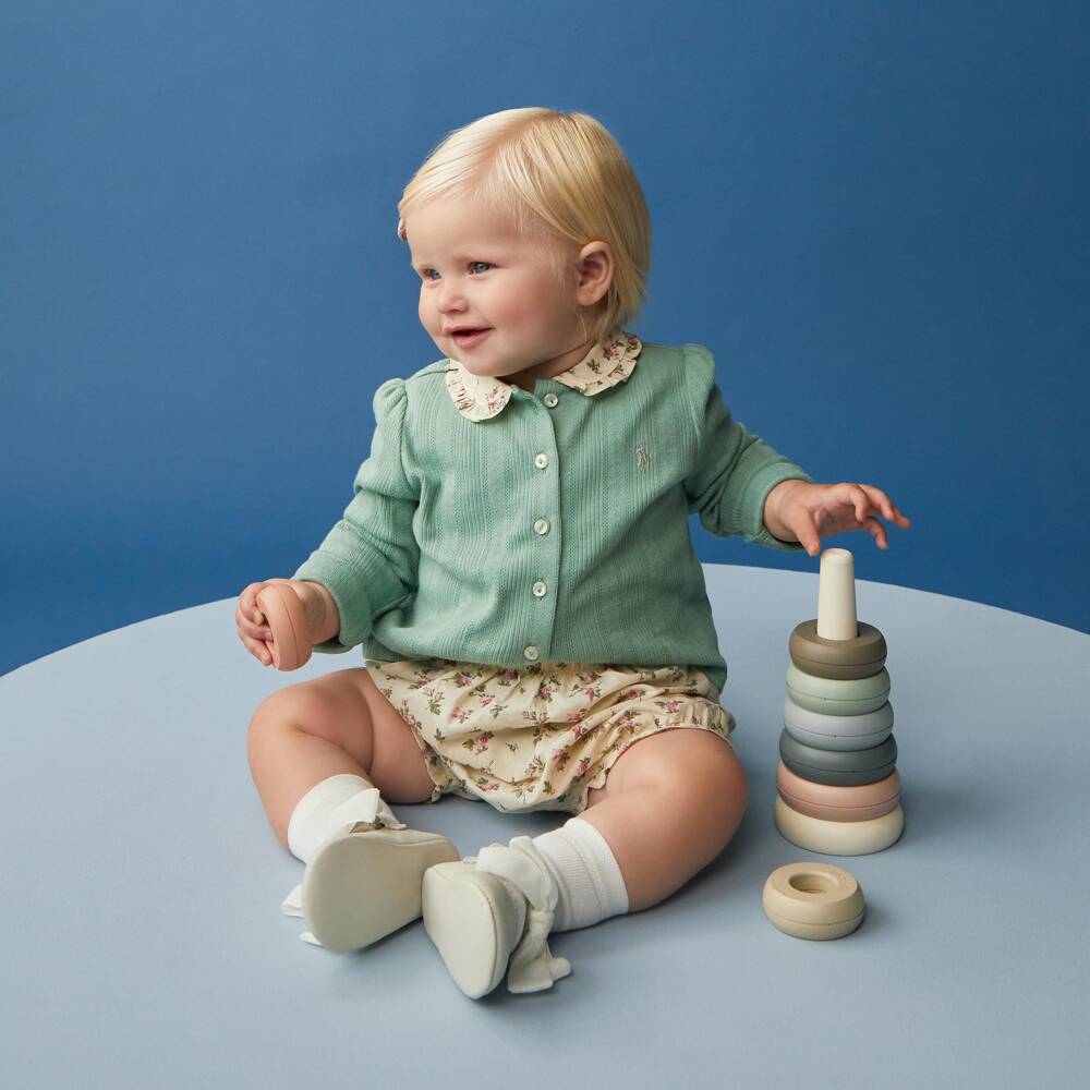Ralph Lauren-طقم شورت قطن لون أخضر للبنات الرضع | Childrensalon