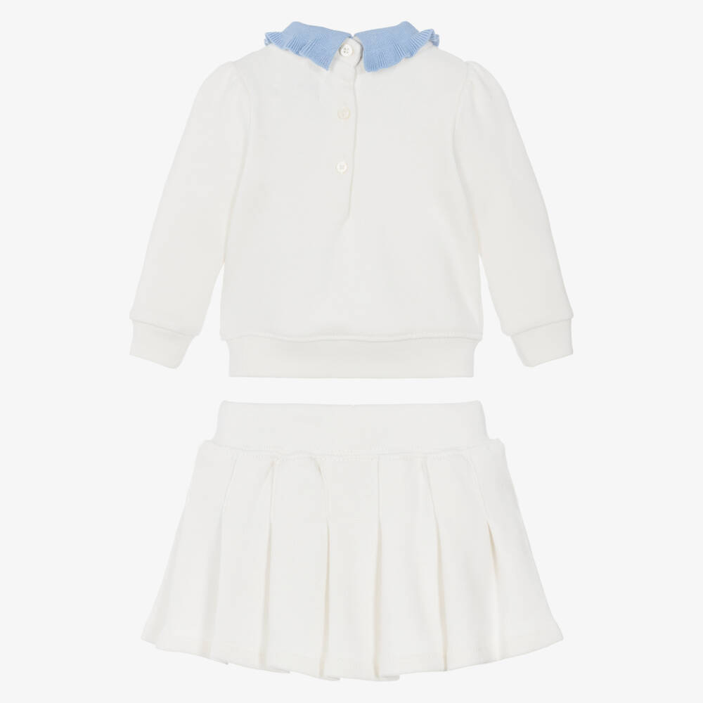 Ralph Lauren-Baby Girls Ivory Cotton Sweatshirt & Skirt Set | Childrensalon
