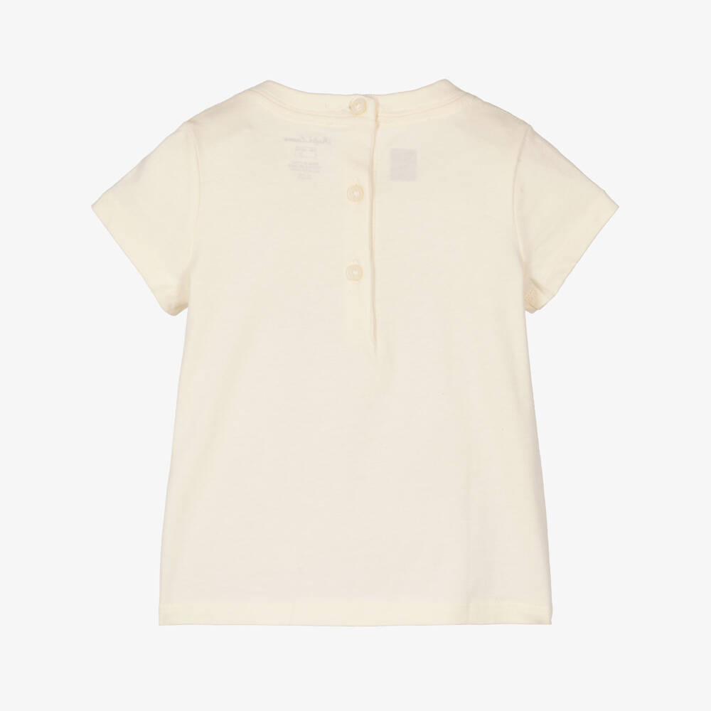 Ralph Lauren-Baby Girls Ivory Equestrian Polo Bear T-Shirt | Childrensalon