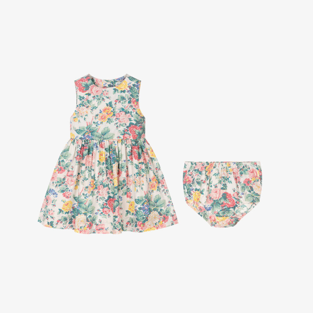 Ralph Lauren Baby Girls Schiffli Dress With Bloomers in White